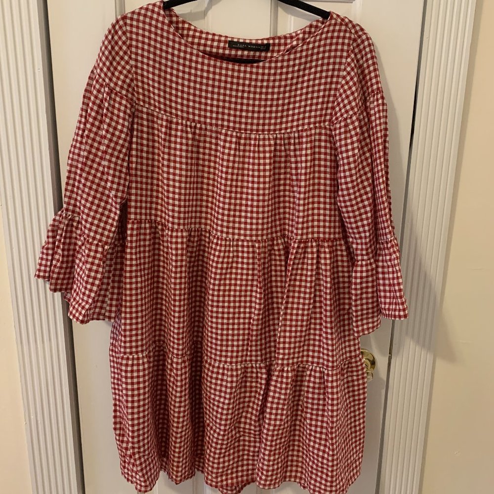 Red Gingham Dress - Zara
